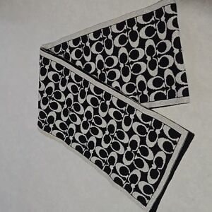 Coach Women's Reversible Scarf Black Silver Sparkle